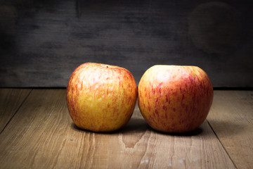 fruit still life on wooden board light painting