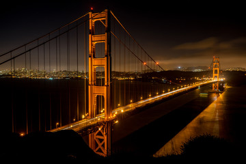 Fototapeta na wymiar Golden Gate bei Nacht aufgenommen von Battery Spencer