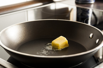 iron pan with butter