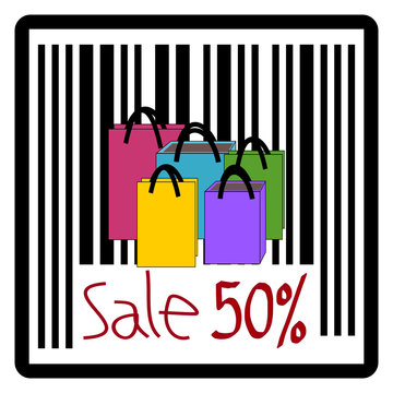 Bag, Sale 50%, 50 percent discount vector