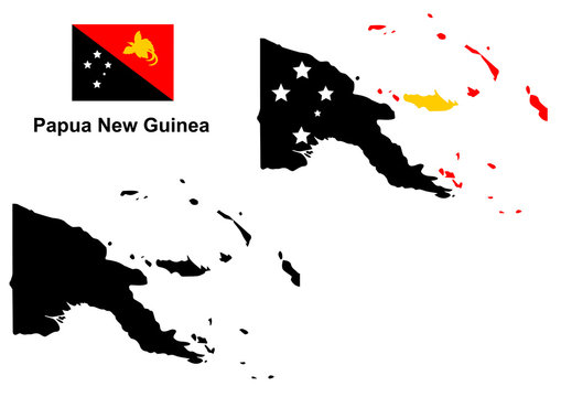 papua new guinea map vector, papua new guinea flag vector, isolated papua new guinea