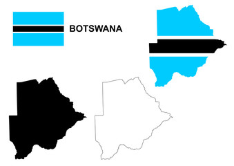 Botswana map vector, Botswana flag vector, isolated Botswana