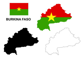 Naklejka premium Burkina Faso map vector, Burkina Faso flag vector, isolated Burkina Faso