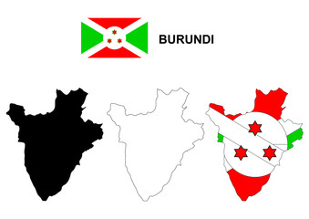 Burundi map vector, Burundi flag vector, isolated Burundi