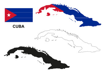 Cuba map vector, Cuba flag vector, isolated Cuba