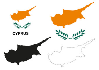 Cyprus map vector, Cyprus flag vector, isolated Cyprus