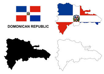 Dominican Republic map vector, Dominican Republic flag vector, isolated Dominican Republic