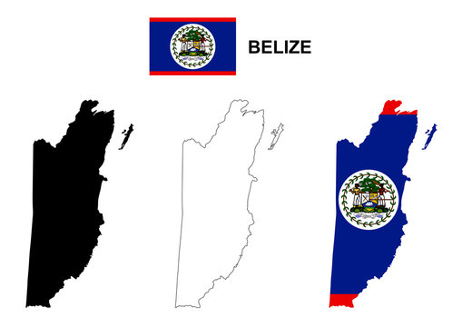 Belize map vector, Belize flag vector, isolated Belize