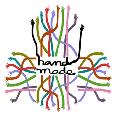 Handmade symbol, Handmade label, Colorful hand vector