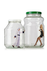 People trapped in the glass jar