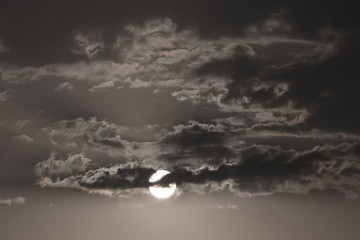 full moon in the dark night, black and white monochrome image