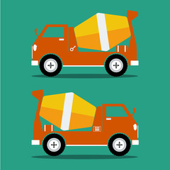 Fototapeta premium Concrete mixer orange color in flat design with shadows. Vector