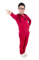 Funny sportsman isolated on white