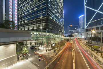 Night traffic in Hong Kong City
