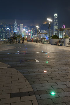 Victoria Harbor and avenue of stars in Hong Kong