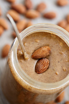 Almond Butter In Glass Jar