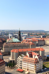 View of Dresden cityscape with square Altmarkt (old market) and church Kreuzkirche
