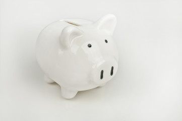 Piggy bank on white background