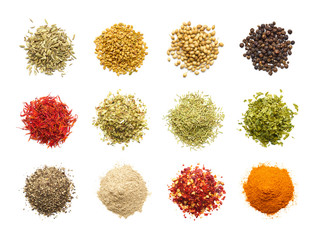 Spices and Herbs Isolated on White Background
