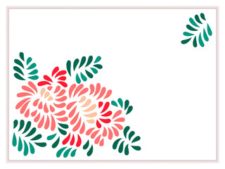 Pastel colored stylized flowers and leaves bouquet, vector