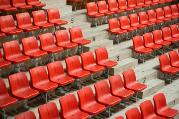 side view red stadium seats