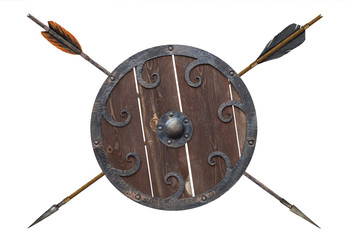 Antique old arrow and shield