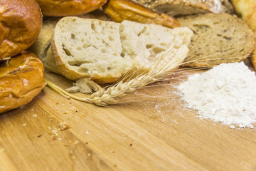 bread four background, close up details