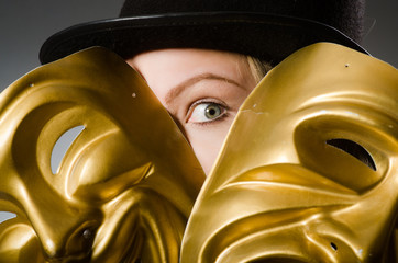 Woman with mask in funny concept