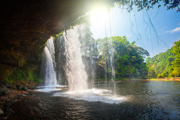 Fototapeta na wymiar Tat Cham Pee Waterfall, Bolaven plateau, Pakse, Laos