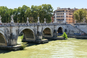 Fototapeta na wymiar Ponte Sant'Angelo in sunny day. Rome, Italy.
