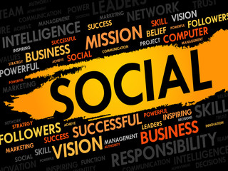 SOCIAL word cloud, business concept