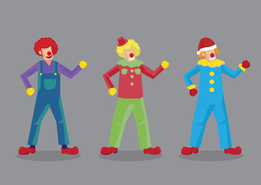 Colorful Clown Costumes Vector Illustration