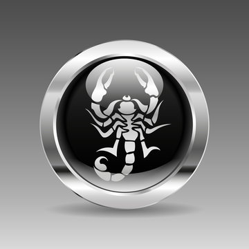 Black glossy chrome button - Scorpion