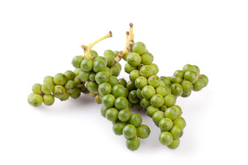 green color black pepper on white background