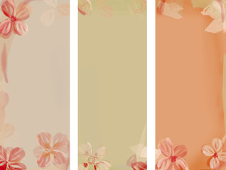 Flower Watercolor Background. Three Parts Banner Template