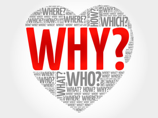 Why? Question heart, Questions words vector concept