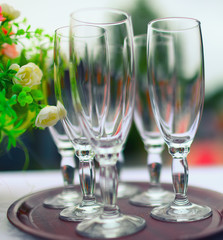 Fine Banquet Table Setting With Bouquet and glasses