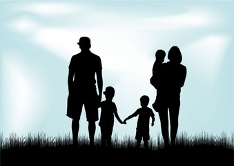 Family silhouettes in nature.