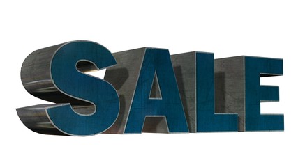 sale - 3D metal render text on white background