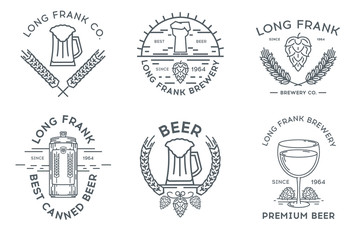 Line beer logo template. New. Stock vector.