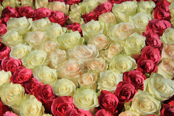 Roses in different shades of pink, bridal arrangement