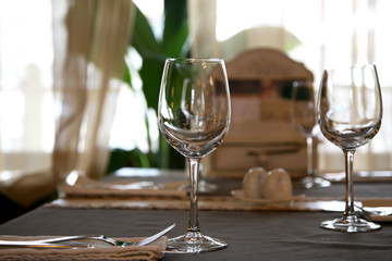 table setting in restaurant close up