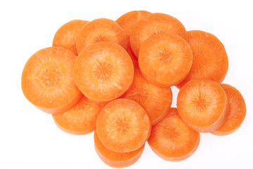 slices of carrot isolated on white background