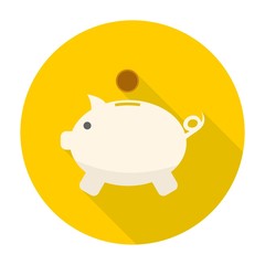 Piggy bank icon with long shadow