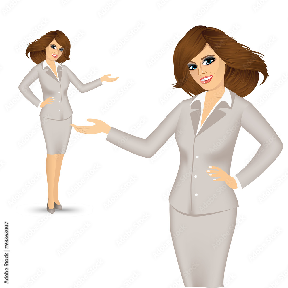 Wall mural businesswoman showing something