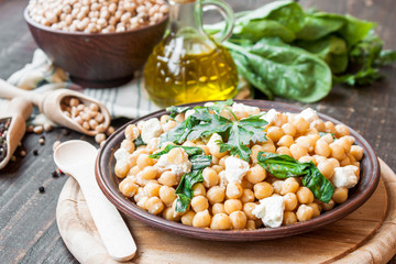 chickpeas with spinach and feta