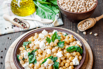 chickpeas with spinach and feta