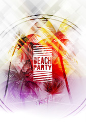 Summer Beach Party Flyer - Vector Illustration