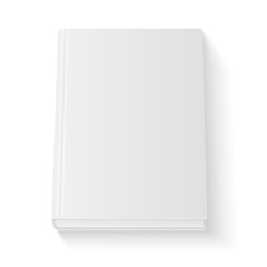Blank book cover template on white background with soft shadows