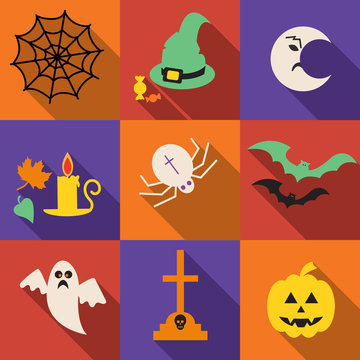 Halloween vector icons set.